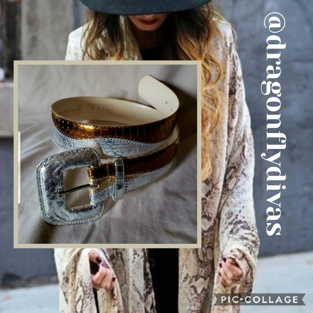 VTG Metallic Genuine Snake Skin Belt